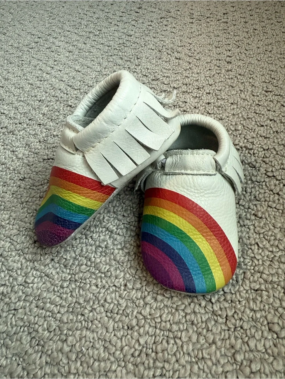 Freshly Picked Moccasins Rainbows Leather Baby soft sole Shoes Size 4